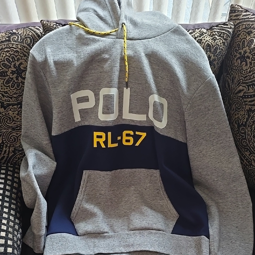 Polo by Ralph Lauren Gray and Blue Sweatshirt Hoodie